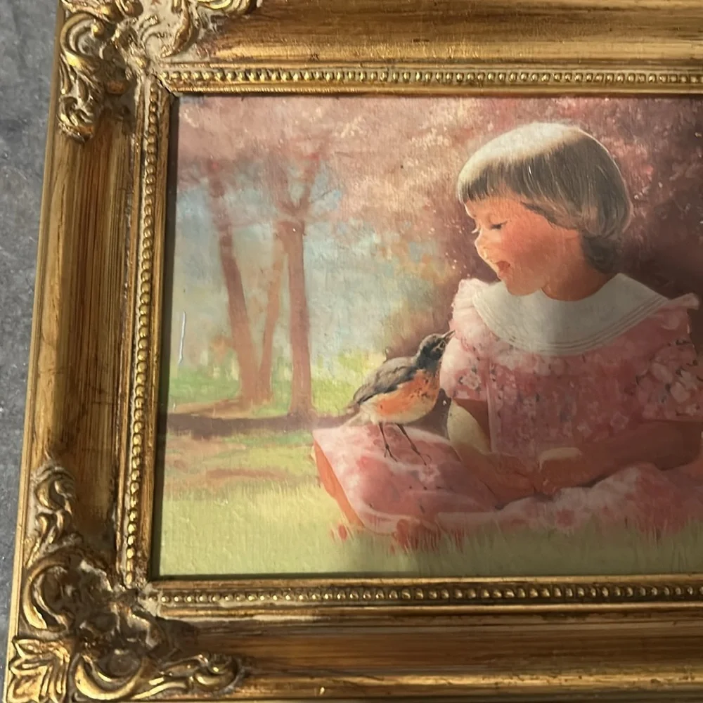 Donald Zolan Spring Duet 1993 canvas print Gold Framed Art with Pink Accents - Picture 2 of 4